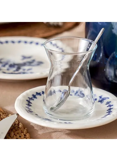 26 Pieces Vanessa Porcelain Breakfast Set for 6 People - Blue / White