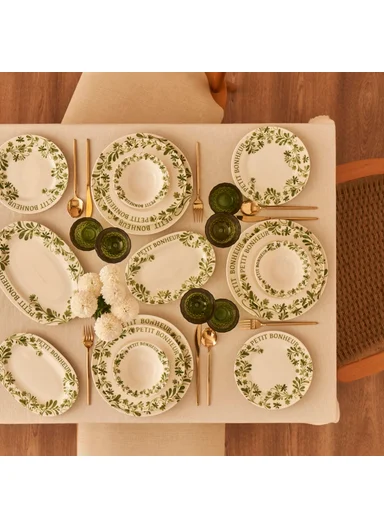 44 Pieces Petit Bonheur Dinner and Breakfast Set - Green