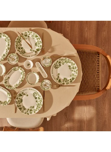 44 Pieces Petit Bonheur Dinner and Breakfast Set - Green