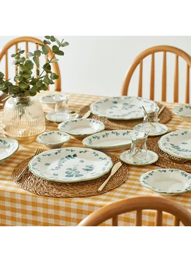 26 Pieces Eucalyptus Stoneware Breakfast Set for 6 People - Green / White