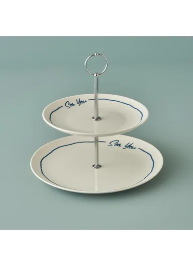 2 Tiers Marine Cookie Stand - White / Blue
