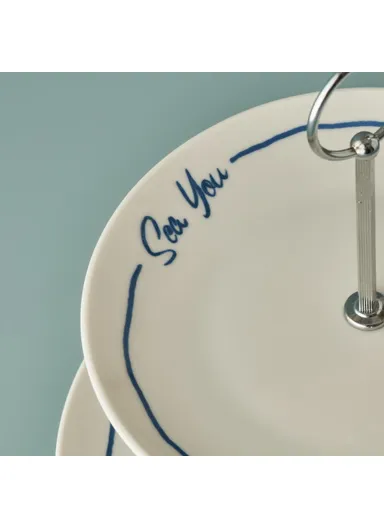 2 Tiers Marine Cookie Stand - White / Blue