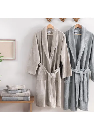 6 Pieces Esna Bamboo Family Bathroom Set - Beige / Dark Grey