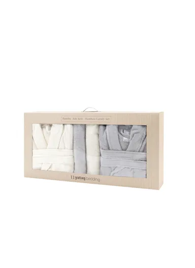 6 Pieces Esna Bamboo Family Bathroom Set - Ecru / Light Grey