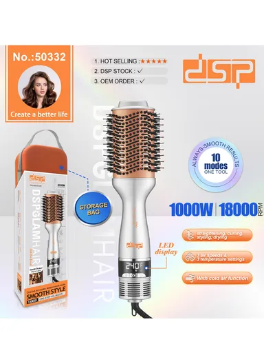 Professional 10-in-1 Multi-Styler Hot Air Brush, High-Speed Hair Dryer &amp; Volumizer with LED Display &amp; Intelligent Temperature Control WITH STORAGE BAG 50332