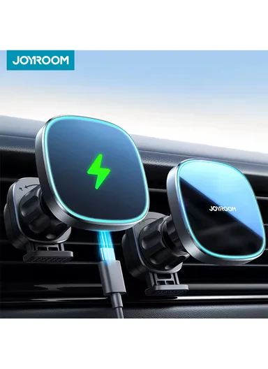 360° 15W Magnetic Car Dashboard Mount Charger Wireless Car Charger Hands Free Air Vent Magnetic Phone Holder JR-ZS388 - Black