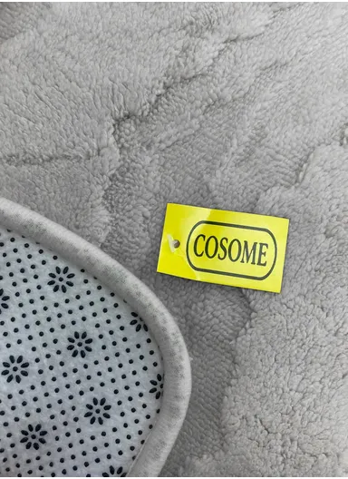 90x60cm Ultra-Soft Plush Bathroom Mat With Wave Design - Grey