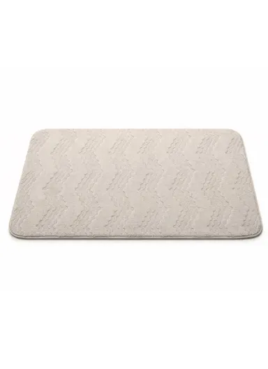 60x90cm Ultra-Soft Plush Bathroom Mat With Wave Design - Beige