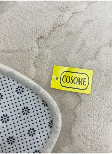 60x90cm Ultra-Soft Plush Bathroom Mat With Wave Design - Beige