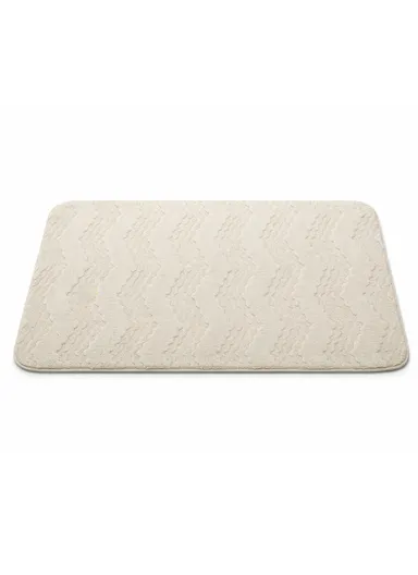90x60cm Ultra-Soft Plush Bathroom Mat With Wave Design - Off White