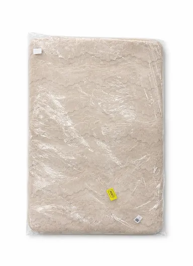 90x60cm Ultra-Soft Plush Bathroom Mat With Wave Design - Off White