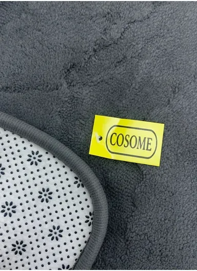 90x60cm Ultra-Soft Plush Bathroom Mat With Wave Design - Dark Grey
