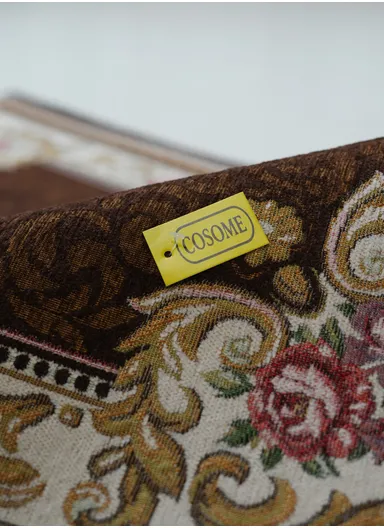 80x120cm Classic Polyester Carpet with Floral Medallion Design - Brown