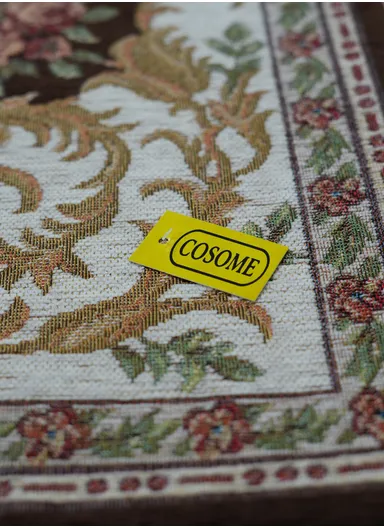 80x120cm Classic Polyester Carpet with Floral Medallion Design - Brown