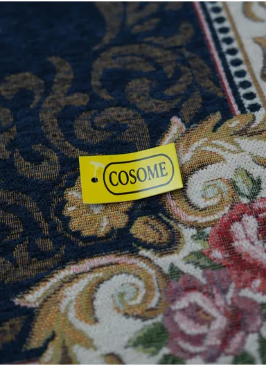 80x120cm Classic Polyester Carpet with Floral Medallion Design - Navy Blue