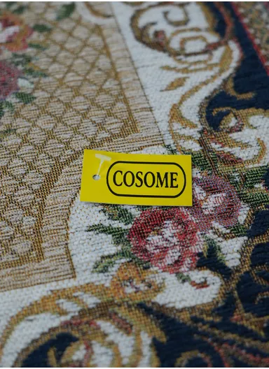 80x120cm Classic Polyester Carpet with Floral Medallion Design - Navy Blue