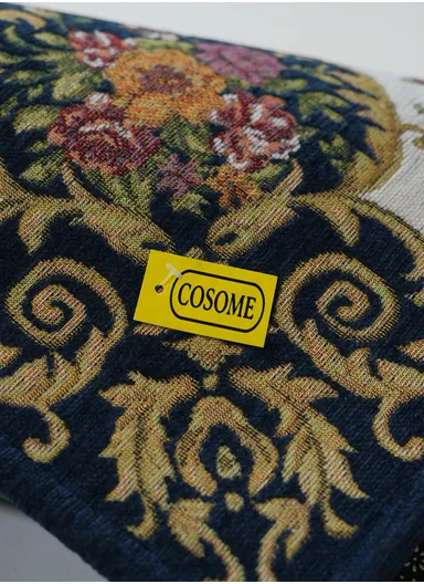 80x120cm Classic Polyester Carpet with Floral Medallion Design - Navy Blue