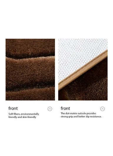 60x40cm Soft Plush Bathroom Mat, Wave Pattern &amp; Anti-Slip Base - Dark Grey