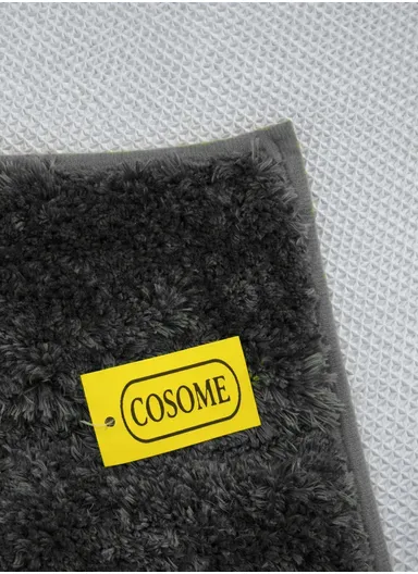 60x40cm Soft Plush Bathroom Mat, Wave Pattern &amp; Anti-Slip Base - Dark Grey