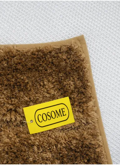 60x40cm Soft Plush Bathroom Mat, Wave Pattern &amp; Anti-Slip Base - Brown