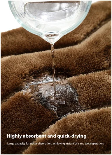 60x40cm Soft Plush Bathroom Mat, Wave Pattern &amp; Anti-Slip Base - Red