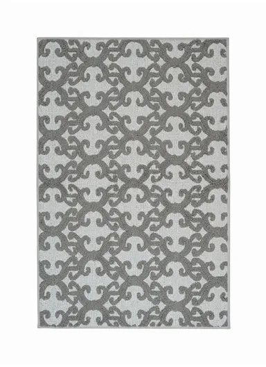 80x120cm Luxury Plush Carpet with Textured Pattern &amp; Anti-Slip Backing - Grey