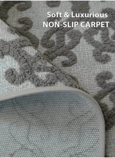 80x120cm Luxury Plush Carpet with Textured Pattern &amp; Anti-Slip Backing - Grey