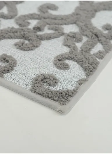 80x120cm Luxury Plush Carpet with Textured Pattern &amp; Anti-Slip Backing - Grey