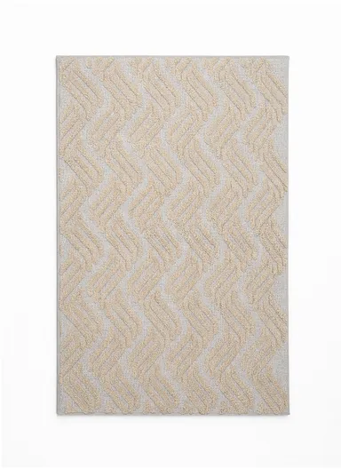 80x120cm Luxury Plush Carpet with Textured Pattern &amp; Anti-Slip Backing - Beige