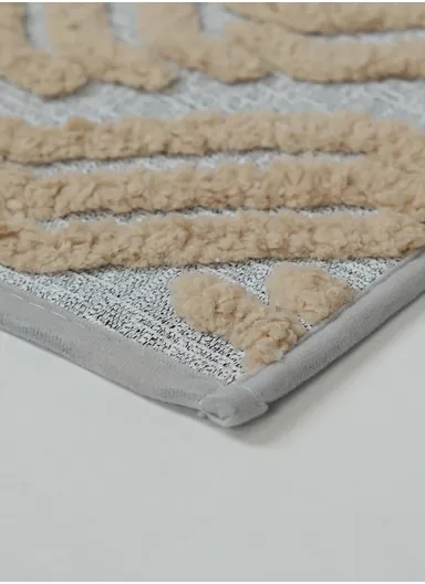 80x120cm Luxury Plush Carpet with Textured Pattern &amp; Anti-Slip Backing - Beige