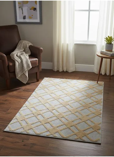 80x120cm Luxury Plush Carpet with Textured Pattern &amp; Anti-Slip Backing - Grey