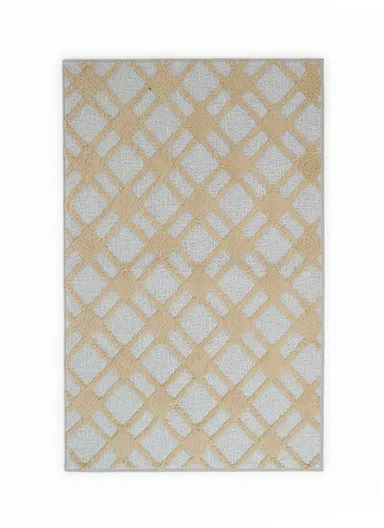 80x120cm Luxury Plush Carpet with Textured Pattern &amp; Anti-Slip Backing - Grey