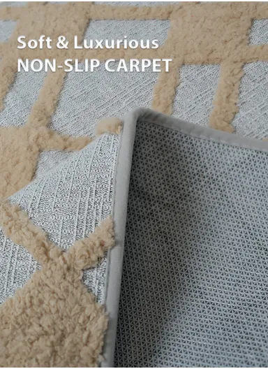 80x120cm Luxury Plush Carpet with Textured Pattern &amp; Anti-Slip Backing - Grey
