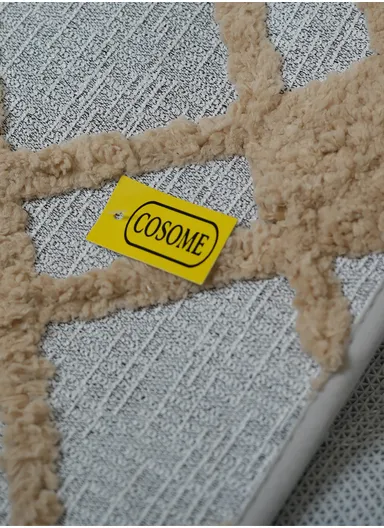 80x120cm Luxury Plush Carpet with Textured Pattern &amp; Anti-Slip Backing - Grey