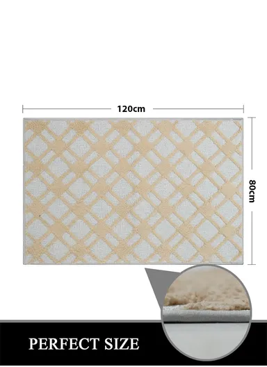 80x120cm Luxury Plush Carpet with Textured Pattern &amp; Anti-Slip Backing - Grey