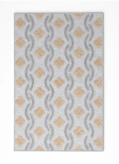 80x120cm Luxury Plush Carpet with Textured Pattern &amp; Anti-Slip Backing - Grey