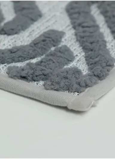 80x120cm Luxury Plush Carpet With Geometric Wave Pattern &amp; Anti-Slip Backing - Grey