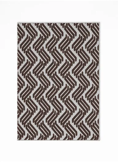 80x120cm Luxury Plush Carpet With Geometric Wave Pattern &amp; Anti-Slip Backing - Brown