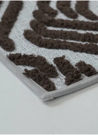 80x120cm Luxury Plush Carpet With Geometric Wave Pattern &amp; Anti-Slip Backing - Brown