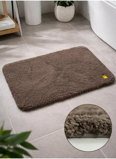 90x60cm Microfiber Floor Mat with Non-Slip Backing, Soft Bath &amp; Door Rug - Dark Brown
