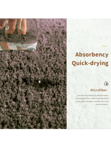 90x60cm Microfiber Floor Mat with Non-Slip Backing, Soft Bath &amp; Door Rug - Dark Brown