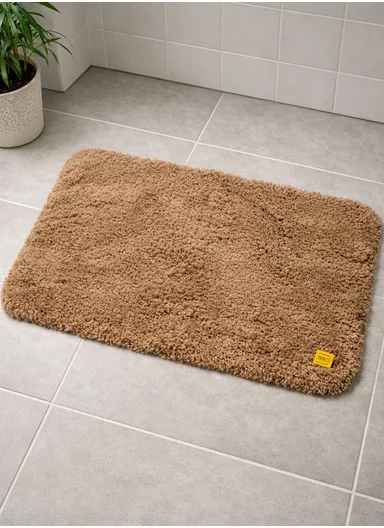 90x60cm Microfiber Floor Mat with Non-Slip Backing, Soft Bath &amp; Door Rug - Brown