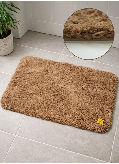 90x60cm Microfiber Floor Mat with Non-Slip Backing, Soft Bath &amp; Door Rug - Brown