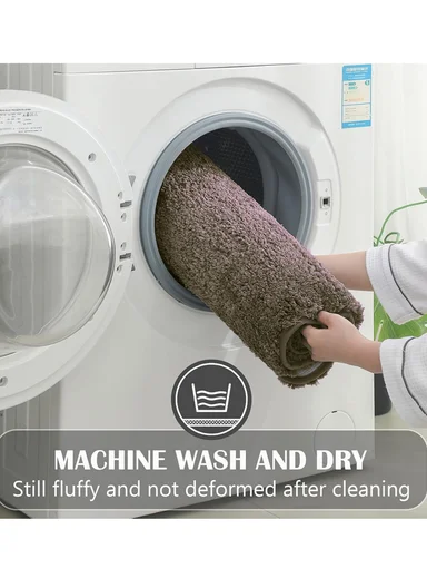 90x60cm Microfiber Floor Mat with Non-Slip Backing, Soft Bath &amp; Door Rug - Brown