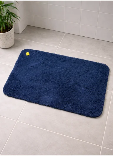 90x60cm Microfiber Floor Mat with Non-Slip Backing, Soft Bath &amp; Door Rug - Navy