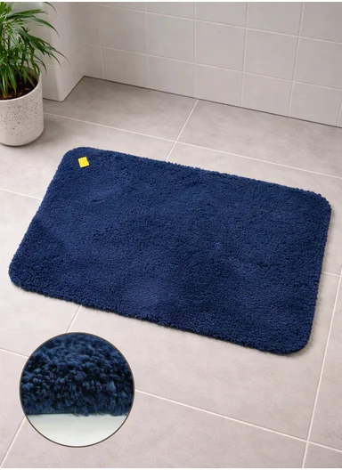 90x60cm Microfiber Floor Mat with Non-Slip Backing, Soft Bath &amp; Door Rug - Navy