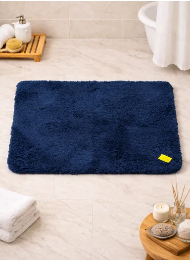 90x60cm Microfiber Floor Mat with Non-Slip Backing, Soft Bath &amp; Door Rug - Navy