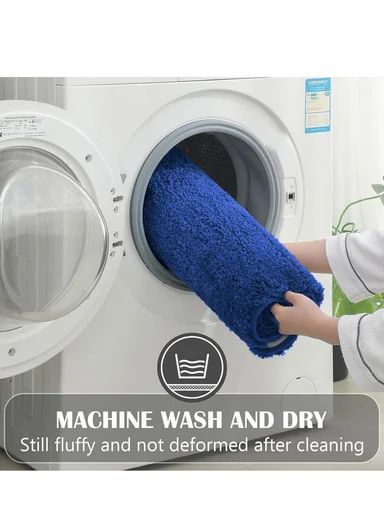 90x60cm Microfiber Floor Mat with Non-Slip Backing, Soft Bath &amp; Door Rug - Navy