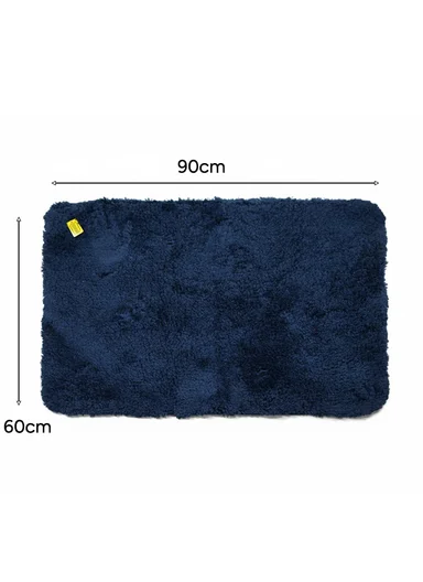 90x60cm Microfiber Floor Mat with Non-Slip Backing, Soft Bath &amp; Door Rug - Navy