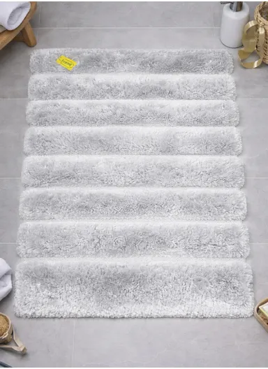 80×50 cm Bathroom Floor Mat, Soft Absorbent Rug with Non-Slip TPR Rubber Backing - Grey